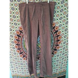 Prana Brown Tie Drawstring Pants Wide Leg Womens Large Breathable 55% Hemp